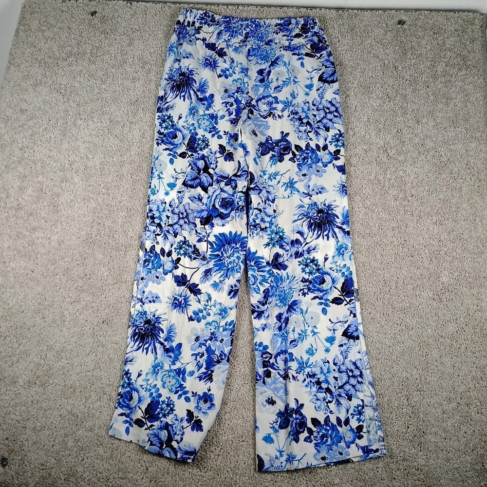 Blue Sol Smocked Waist Side Slit Pants Floral Print Women's Small